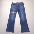 Lucky Brand Easy Rider Boot Cut Jeans Womens Size 14 / 32 Distressed Dark Wash