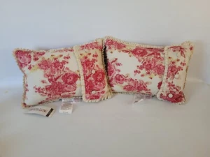 2 Country Living Blumen Überwurf Kissen 16x11" rot Blumenmuster Cottagecore Neu aus altem Lagerbestand - Bild 1 von 18