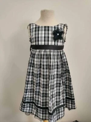 Laura Ashley Girls Black White 100% Silk Sz 4T Flower Girl Easter Wedding Dress - Image 1 of 3