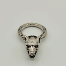 Gucci "Anger Forest" Aged Silver Ring with Wolf Head 511851 0811