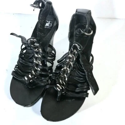 Tacones Gianni Bini GB negros con tiras club fiesta gladiador punta abierta talla 6,5 Foto 1 de 4