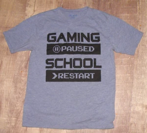CHILDRENS PLACE Boys SHORT SLEEVE Top GRAY Shirt GAMING PAUSED M 7/8 - Picture 1 of 2