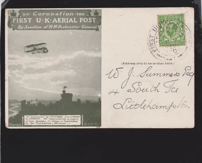GB KGV 1911 Sept 9th First Flight Advert Cover UK Aerial Post Windsor Grey #1 - Image 1 of 3