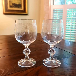 Vintage Bohemia Kristall Crystalex Queen's Lace Weingläser klar geätzt Set 2 - Bild 1 von 11