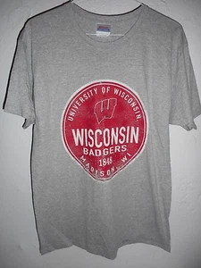Wisconsin Badgers Gray Short Sleeve T-shirt Size XL New Football Shirt NCAA  - Imagen 1 de 2