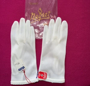 Paire de gants enfants anciens marque Neyret en Nylbène  blanc N° 5 - Imagen 1 de 3