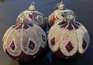 Set of 4 Timeless Memories Waterford Crystal Purple Ornaments with Charms - Picture 1 of 10