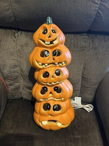 Molded Foam Blow Mold Stacked Pumpkin Totem Halloween Light - Picture 1 of 5