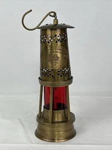 Antique Souvenir Brass Nautical Ship Boat Light Red Glass "Royal Navy 1920" Lamp - Picture 1 of 7