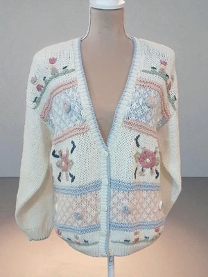 Cárdigan Suéter Huntington Ridge Tejido a Mano Mujer Mediano Abuela Cottagecore Foto 1 de 4