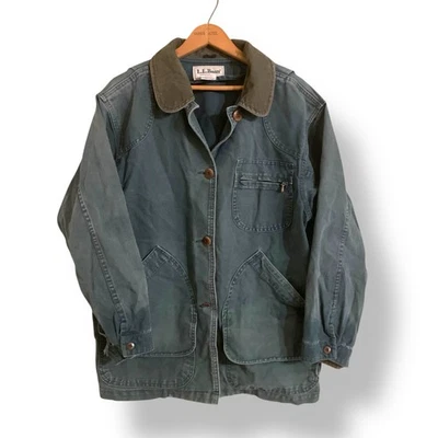 LL Bean Womens Petite Medium Barn Coat Green Chore Field Jacket Canvas Work Wear - Image 1 of 4