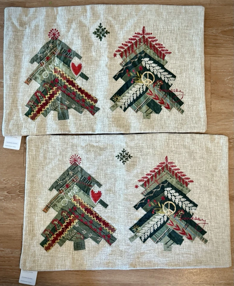 Set of 2 Pottery Barn Dream Patchwork Tree Pillow Covers, 16”x26”, NWT - Image 1 of 4
