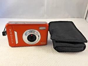 Orange Vivitar Vivicam X035 Digital Camera, 8GB card, soft case, 2010s - Picture 1 of 11