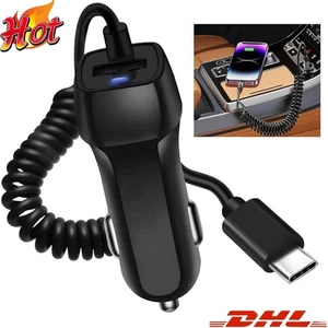 Cable de carga de coche para Samsung Galaxy S25 S24 S23 S22 S20 cargador de coche USB-C 15W - Imagen 1 de 12