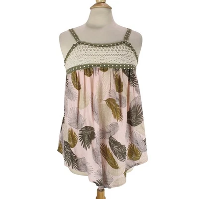 Camiseta sin mangas Easel Los Angeles talla S crochet hoja de palma sin mangas informal boho Foto 1 de 4