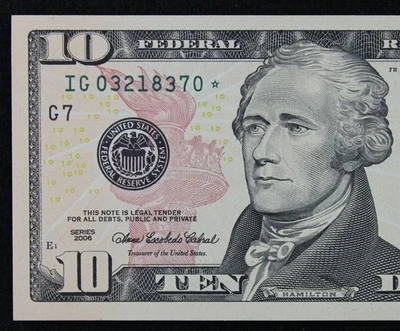 128K RUN 2, $10 2006 Star Gem CU Federal Reserve Note IG03218370* ten $, Chicago - Image 1 of 3