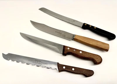 4 Vintage Messer Solingen, u.a. Hechtsäbels, Eiszack Klingen bis 21 cm rostfrei - Bild 1 von 4