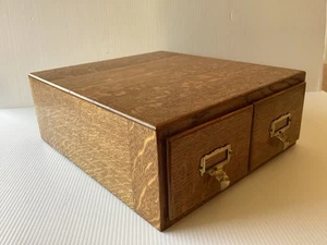 VINTAGE ANTIQUE OAK 2 DRAWER INDEX CARD FILE CABINET BY IMPERIAL - Picture 1 of 10