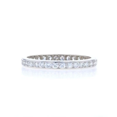 Platinum Diamond Eternity Wedding Band - Round .44ctw Stackable Ring Sz 5 1/2 - Image 1 of 4