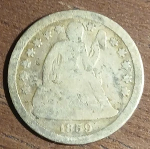 1859-O Seduto Liberty Dime (G) #479 - Foto 1 di 2