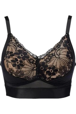 Rhonda Shear Two Tone Lace Molded Cup Bra Black Beige Size 2X - Image 1 of 3