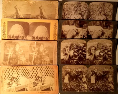 ДЕТИ ~ ЛОТ из 24 антикварных стереокарт ~ РАЗЛИЧНЫЕ ИЗДАТЕЛЬСТВА 1870-1900-е - Изображение 1 из 4