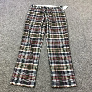 Brooks Brothers Pants Mens 33x32 Red Navy Multi Madras Plaid Chino Cotton Preppy - Picture 1 of 14