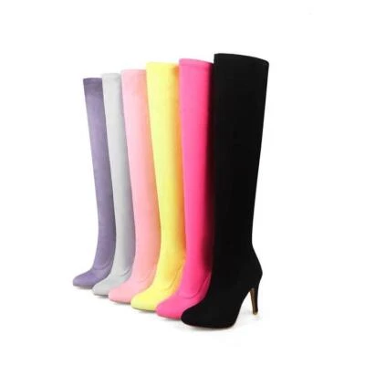 Women's Shoes Stretchy Faux Suede High Heels Over Knee Thigh High Boots sz - Image 1 of 4