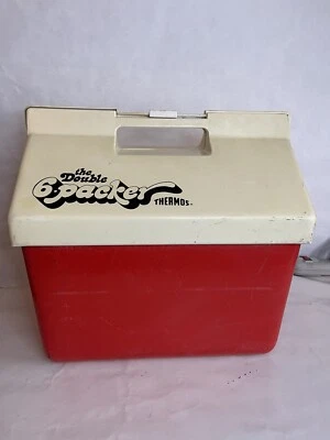 Termo doble vintage de 6 paquetes rojo blanco 7714 enfriador de hielo campamento caza de peces  Foto 1 de 4