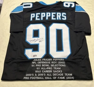 Julius PEPPERS Stats signed custom Jersey auto autograph JSA size XL CERTIFIED - Picture 1 of 1