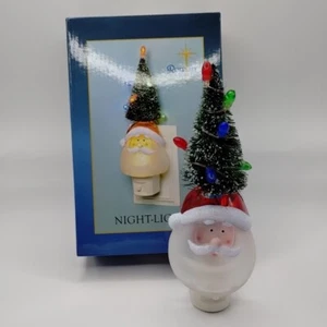 Roman Inc Santa Claus Bottle Brush Christmas Tree Blinking Lights Night Light - Picture 1 of 20