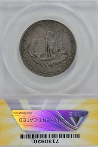 1920 .50 ANACS AU 50 PILGRIM Classic Silver Commemorative - Picture 1 of 2