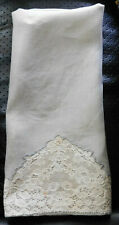 Vintage Soft Grey Linen Handkerchief With White Lace Edge