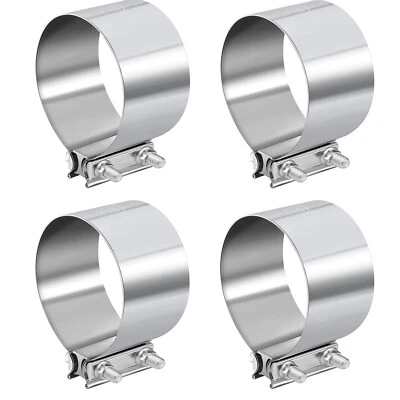 4pcs 4 Inch Exhaust Clamp,Butt Joint Band Clamp Sleeve Coupler Stainless Steel - Image 1 of 4