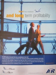 3/2004 PUB ATR ALENIA EADS ATR-500 AIRCRAFT SHORT HAUL REGIONAL AIRLINES AD - Imagen 1 de 1