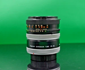 Canon Kameraobjektiv 50 mm f/1,8 FD Mount mit. Canon Verlängerungsrohr FD 25 - Bild 1 von 5