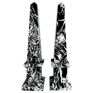 Paar Obelisken aus schwarzem Marmor Aquitanien Grand Antique Home Decor H 25 cm - Bild 1 von 2