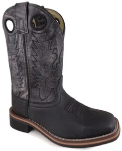Smoky Mountain Youth BLACK DISTRESS 'DUKE' WESTERN COWBOY BOOTS Size 4 5 6 7 - Picture 1 of 1