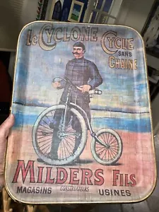 Cool Vintage French Milders Fils Le Cyclone Cycle Sans Chaine Fahrradablage 12x16 - Bild 1 von 10