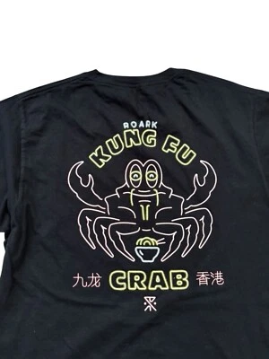 Camisa Roark Para Hombres Mediana Lavada Negra Kung Fu Cangrejo Camiseta Algodón Años 30 Anillo Hilado Foto 1 de 4