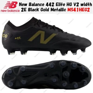 New Balance 442 Elite HG V2 width 2E Black Gold Metallic MS41HEG2 Men's Size - Picture 1 of 7