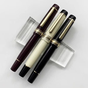JUNLAI 930 #9 Piston Fountain Pen F/M/B Nib, Flat Top Resin Pen with WrenchLd0Z - Picture 1 of 31