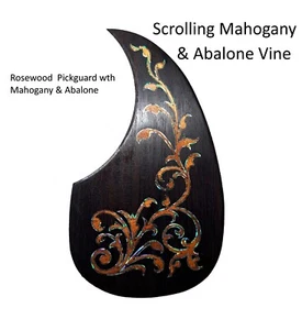 Teardrop Guitar Pickguard Maple & Abalone Scrolling Vine - Picture 1 of 9