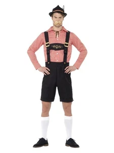Oktoberfest Mens Fancy Dress Costume Lederhosen Adults Beer Outfit Festival - Picture 1 of 3