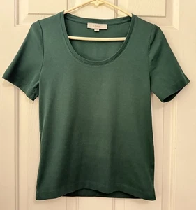 Ann Taylor loft women's size L green knit short sleeve scoop neck t shirt - Picture 1 of 10