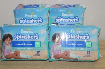 4 paquetes de pañales de natación Pampers Splashers talla 5 (31+ lb) 68 pañales en total Foto 1 de 4