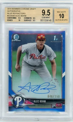 2018 Bowman Chrome Draft Auto Blue Refractors Alec Bohm #CDAAB /150 BGS 9.5/10 - Image 1 of 2