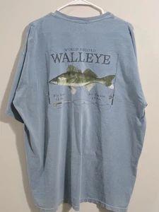 Vintage 1990s O'Keefe Reef Walleye Fishing Double-sided Graphic T-Shirt Sz XXL - Picture 1 of 11