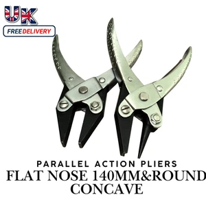 Parallel Action Pliers Set 2pc Concave Round & Flat Nose Jewelry Craft Tools - Picture 1 of 7
