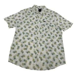 RVCA Shirt Men's Large Cream Pineapple Print Short Sleeve Button Up Casual - Picture 1 of 8